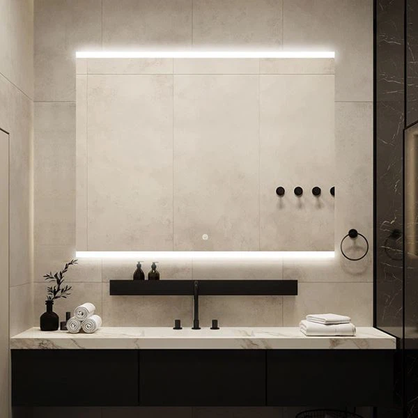 restroom mirror with lights